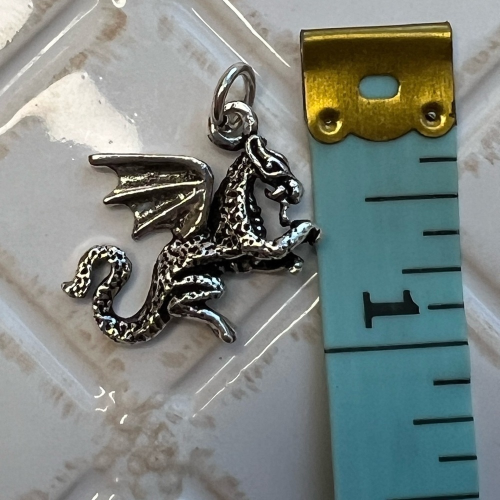 Sterling Silver .925 Dragon Pendant Charm – Mythical Fantasy Creature - Picture 6 of 6